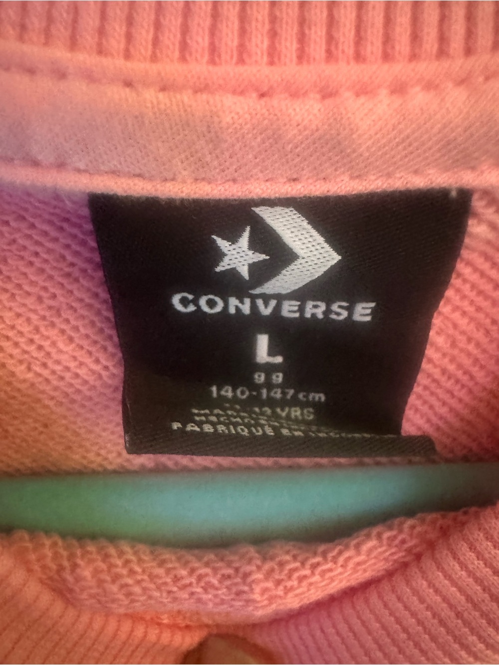 Converse Pink Chuck Taylor Cropped Fleece Sweatshirt NEW Size L - Picture 4 of 7